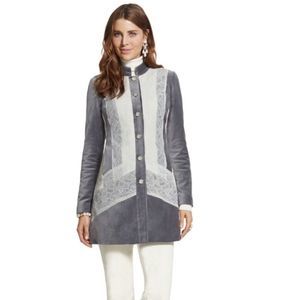 Chico’s Silver Treasure Artisan Duster Gray Jacket